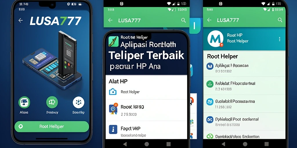 Antarmuka LUSA777 menunjukkan fitur-fitur utama Root Helper.