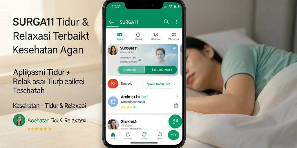 Antarmuka pengguna SURGA11 yang intuitif untuk tidur dan relaksasi.