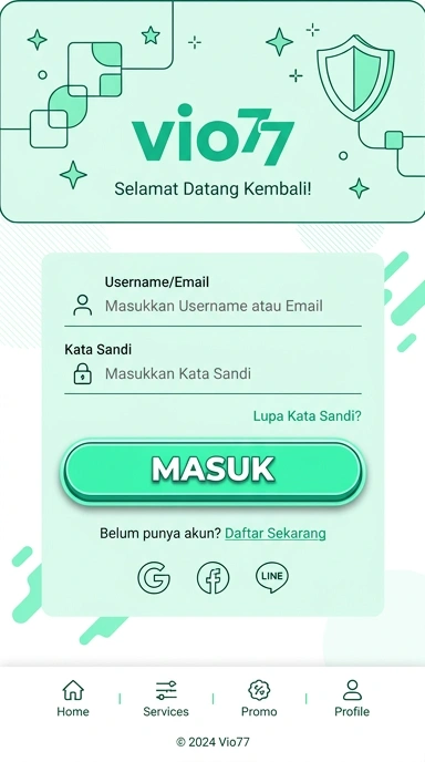 Tampilan halaman login vio77